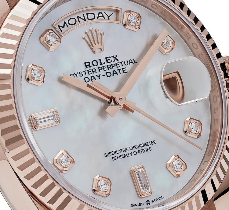 Rolex Day-date 36 128235 Rose Gold Mother Of Pearl Diamond Dial