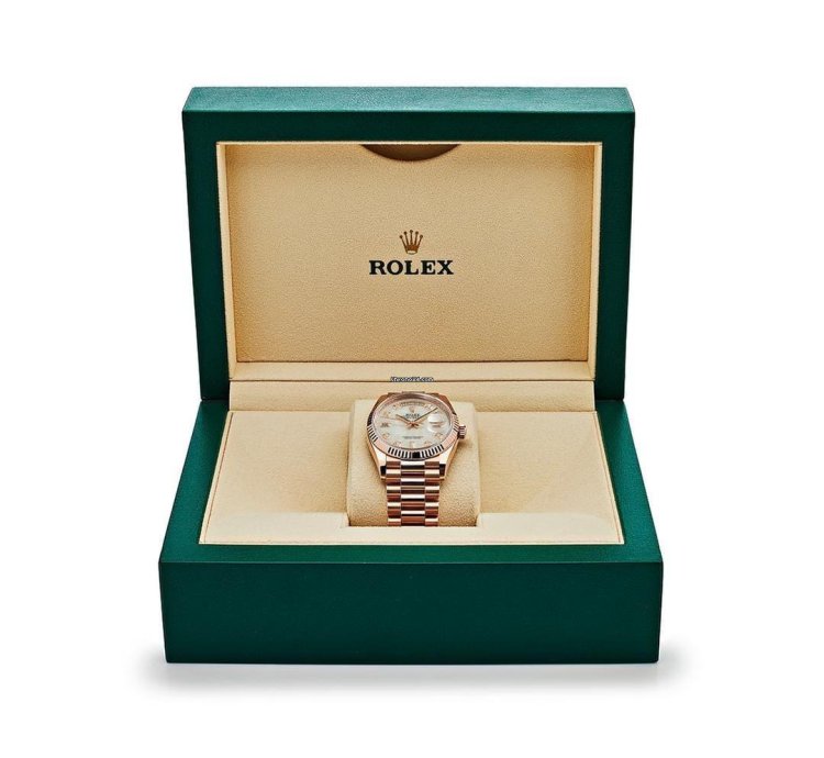 Rolex Day-date 36 128235 Rose Gold Mother Of Pearl Diamond Dial