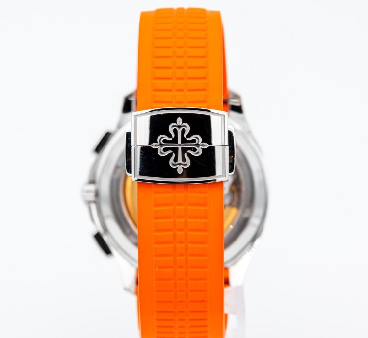 Patek Philippe Aquanaut 5968a Steel Black Dial - Full Set Orange Black Uncut Strap