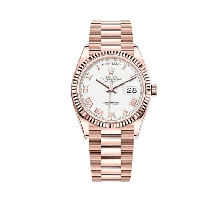 Rolex Day-date 36 128235 Rose Gold White Dial