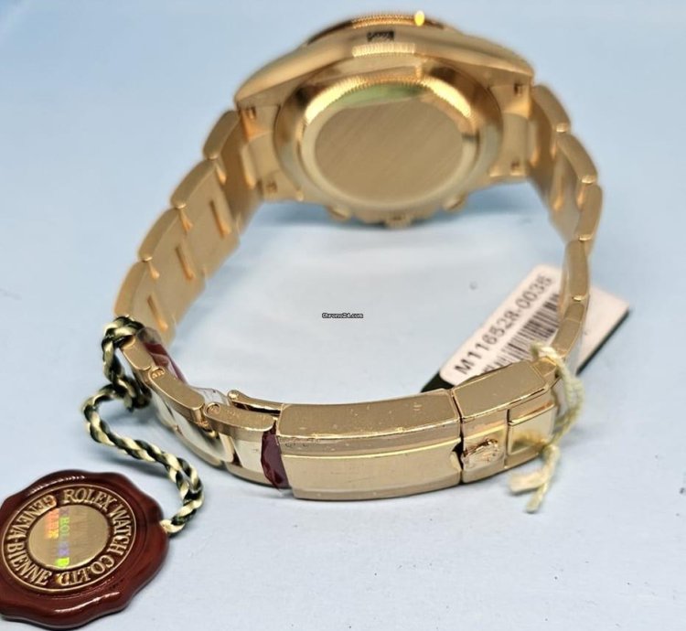 Rolex Daytona 116528 Yellow Gold Diamonds Tahiti Mother Of Pearl Dial Full Set Stickers