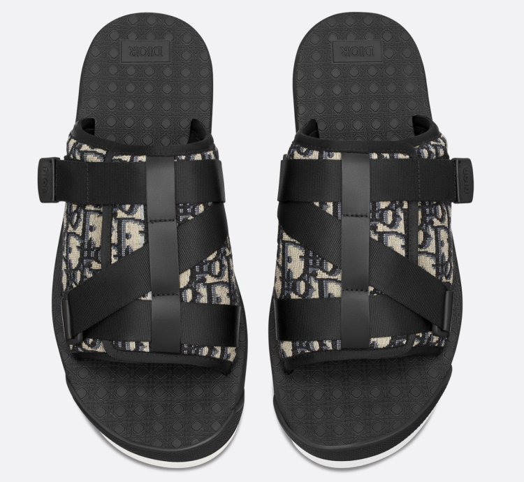Dior Men Alpha Sandal Beige Logo Slide Slip On 44 11