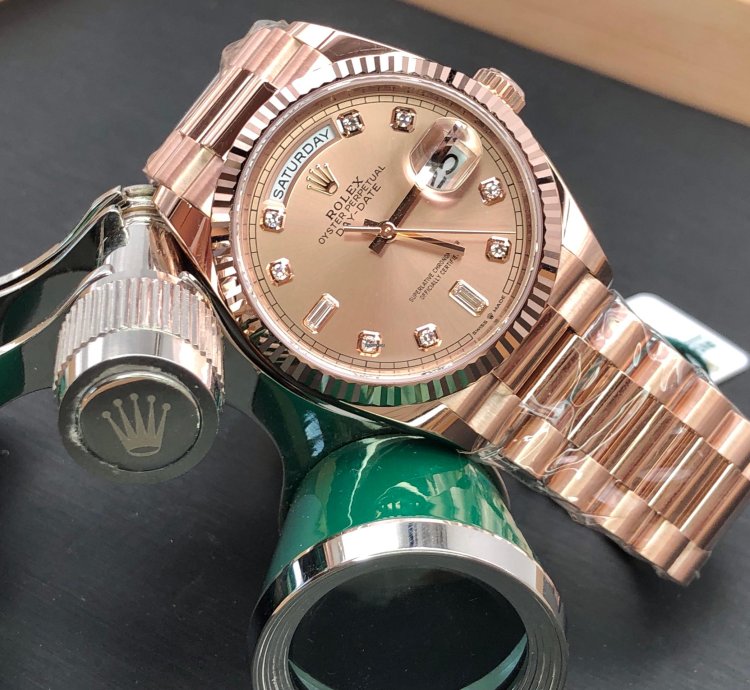 Rolex Day-date 36 128235a Pink Diamond Dial Rose Gold President