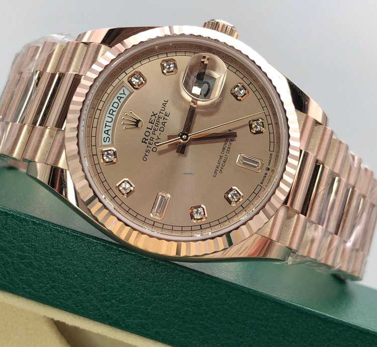 Rolex Day-date 36 128235a Pink Diamond Dial Rose Gold President