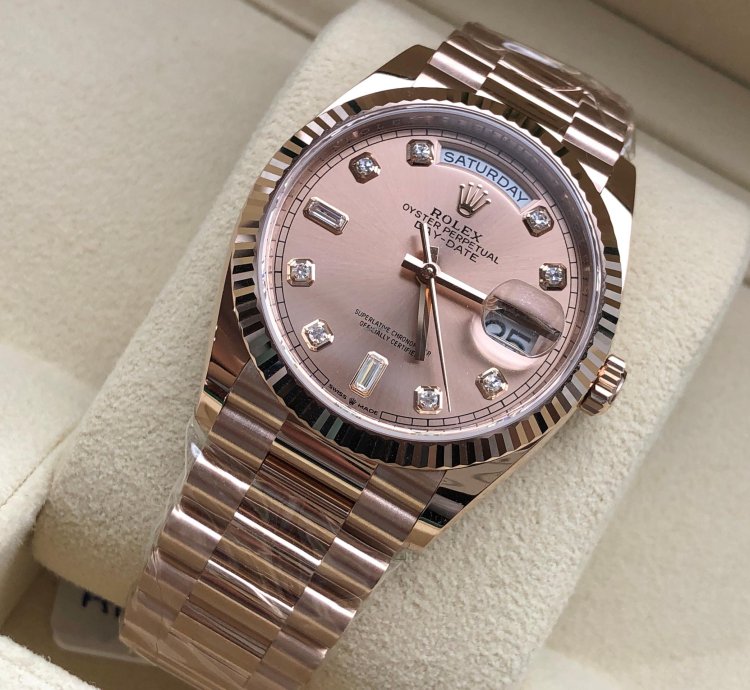 Rolex Day-date 36 128235a Pink Diamond Dial Rose Gold President