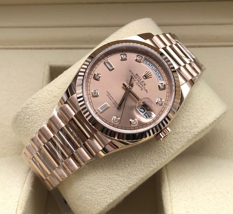 Rolex Day-date 36 128235a Pink Diamond Dial Rose Gold President