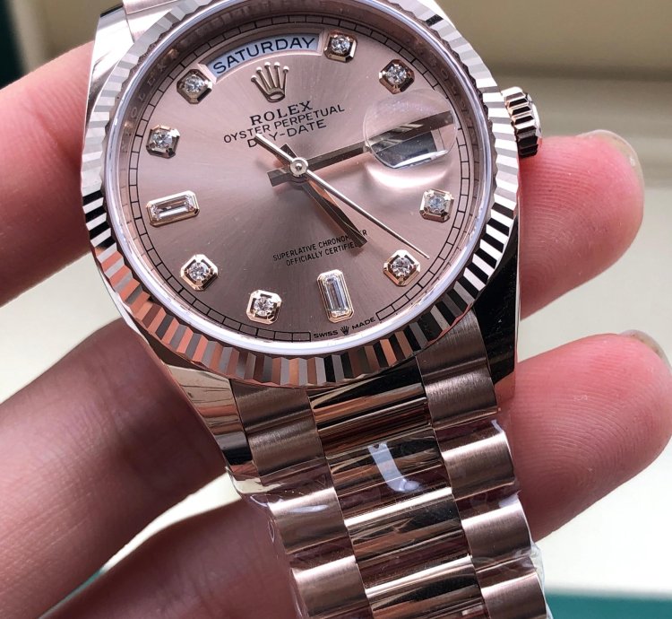 Rolex Day-date 36 128235a Pink Diamond Dial Rose Gold President