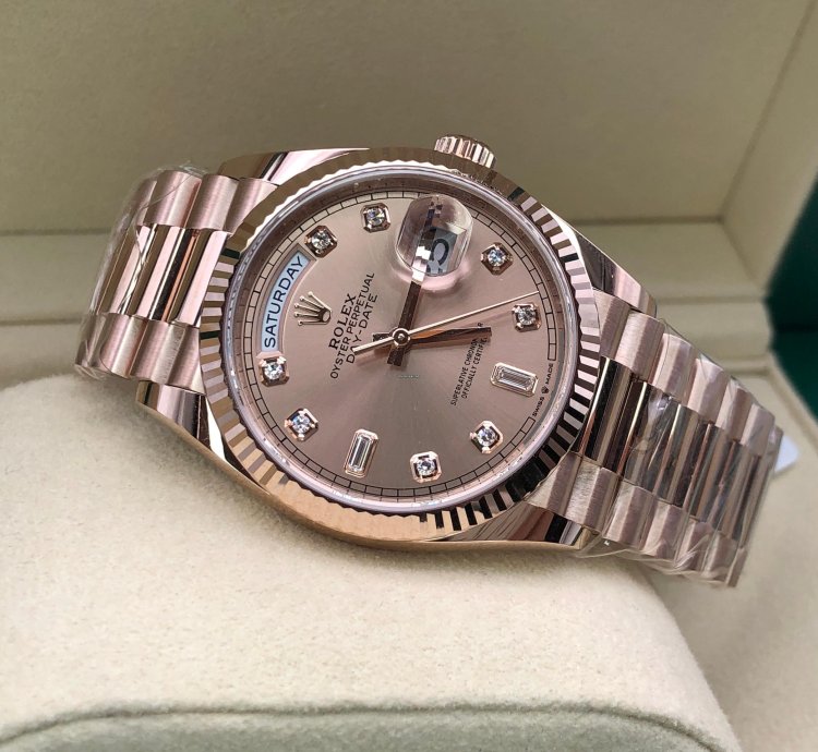 Rolex Day-date 36 128235a Pink Diamond Dial Rose Gold President