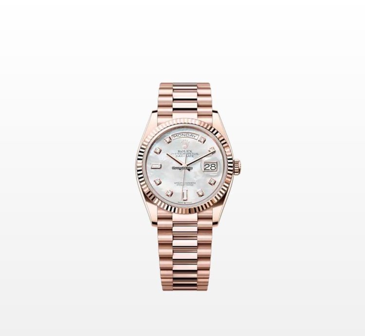 Rolex Day-date 36 128235ng White Mother Of Pearl Diamond Dial Rose Gold President