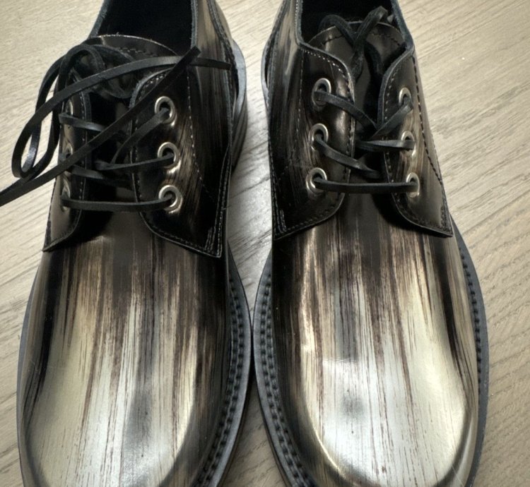 Dior Men Silver Leather Derby Shoes