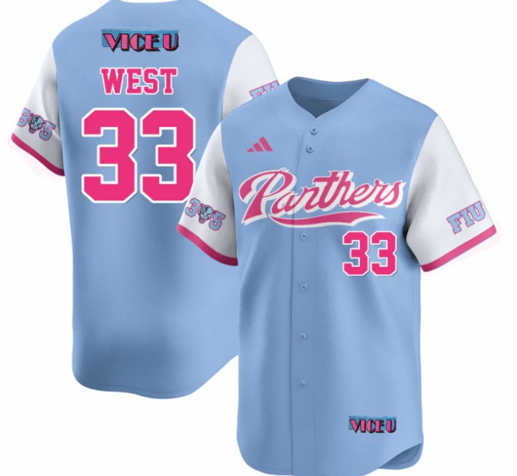 Brylan West Jersey 33 Fiu Baseball 2025 Vice U Stitched Blue