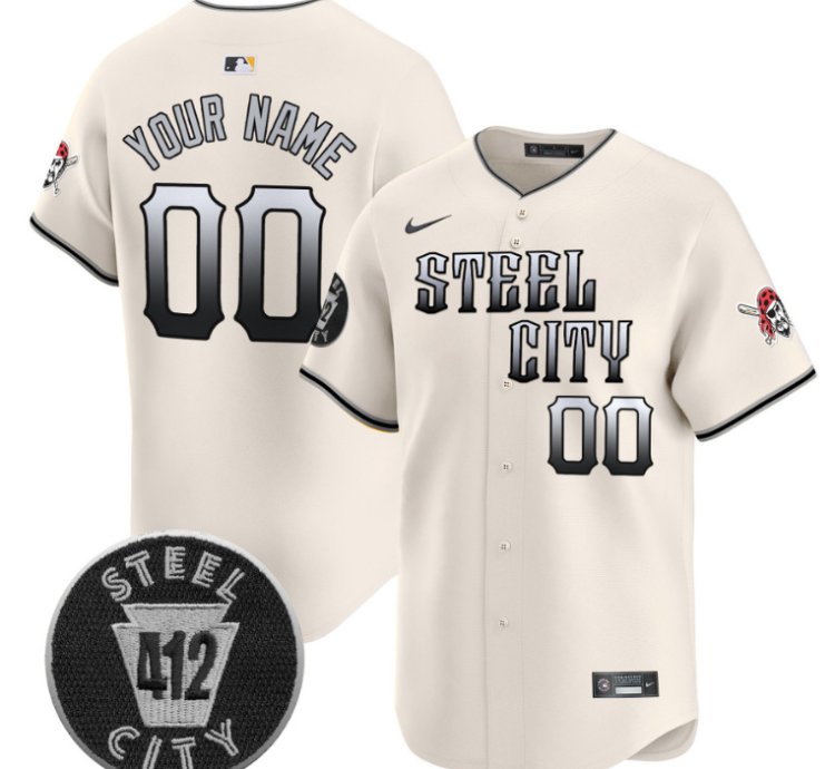 Custom Pittsburgh Pirates Jersey 412 Patch Vapor Premier Limited V8 Stitched Cream