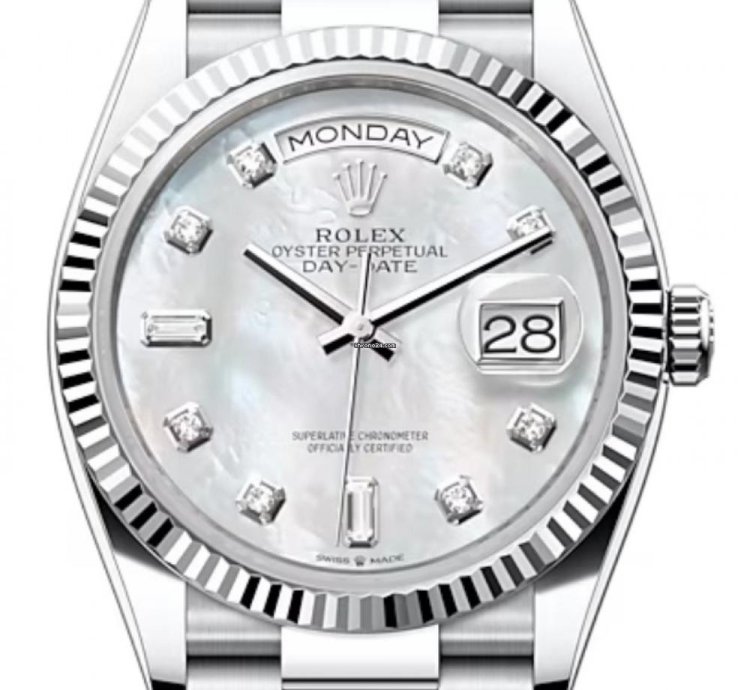 Rolex Day-date 36 128236 36mm Platinum Bracelet Mother Of Pearl Dial Unworn 2023