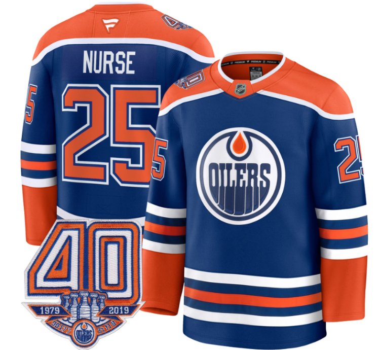 Mens Darnell Nurse Jersey 25 Edmonton Oilers 40th Anniversary Stitched Home