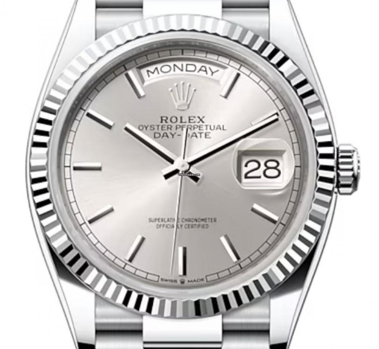 Rolex Day-date 36 128236 36mm Platinum Bracelet Silver Index Dial Unworn 2023