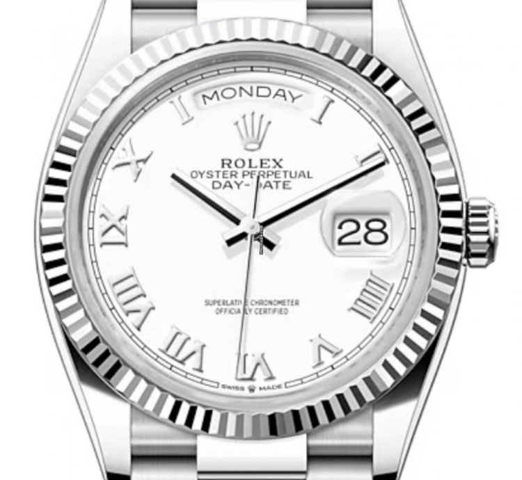 Rolex Day-date 36 128236 36mm Platinum Bracelet White Roman Dial Unworn 2023