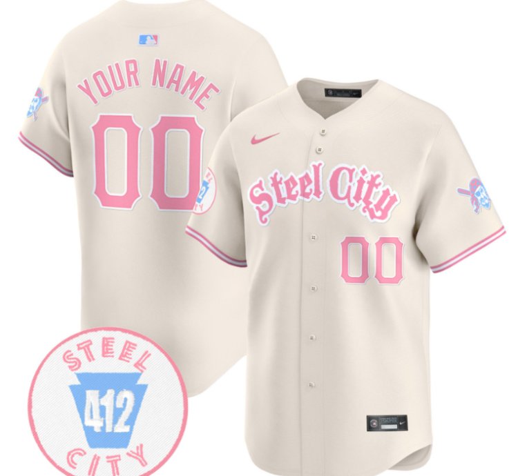 Custom Pittsburgh Pirates Jersey Bubblegum Pink Vapor Premier Limited Stitched Cream