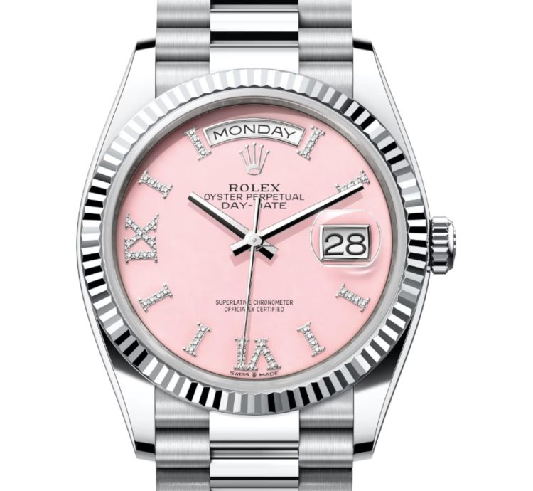 Rolex Day-date 36 128236 Pink With Diamonds Dial Unworn Full Set