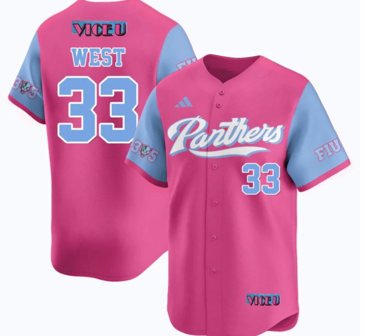 Brylan West Jersey 33 Fiu Baseball 2025 Vice U Stitched Pink