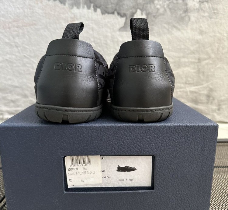 Dior Oblique Nylon Snow Slipper Slip On Puffer Shoe 42