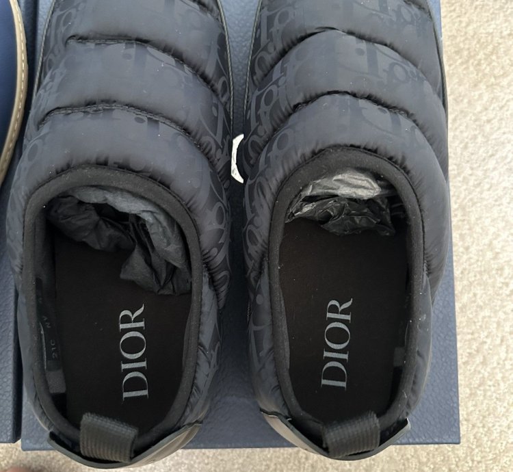 Dior Oblique Nylon Snow Slipper Slip On Puffer Shoe 42