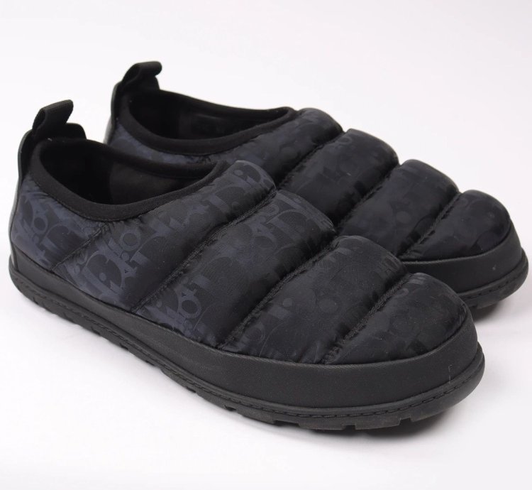 Dior Oblique Nylon Snow Slipper Slip On Puffer Shoe 42
