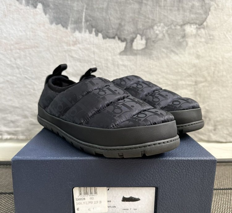 Dior Oblique Nylon Snow Slipper Slip On Puffer Shoe 42
