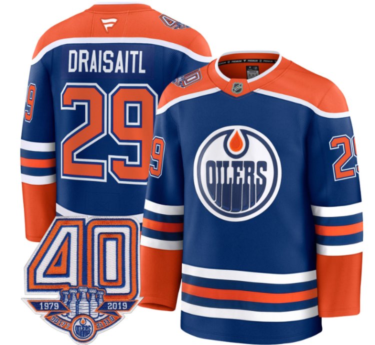 Mens Leon Draisaitl Jersey 29 Edmonton Oilers 40th Anniversary Stitched Home
