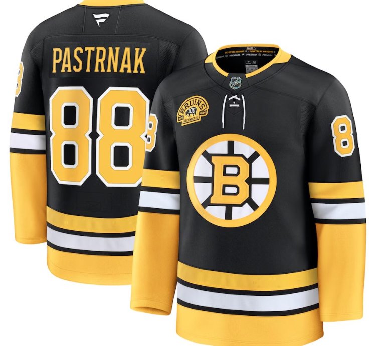 Mens Boston Bruins 88 David Pastrnak Alternate 100th Anniversary Jersey Black