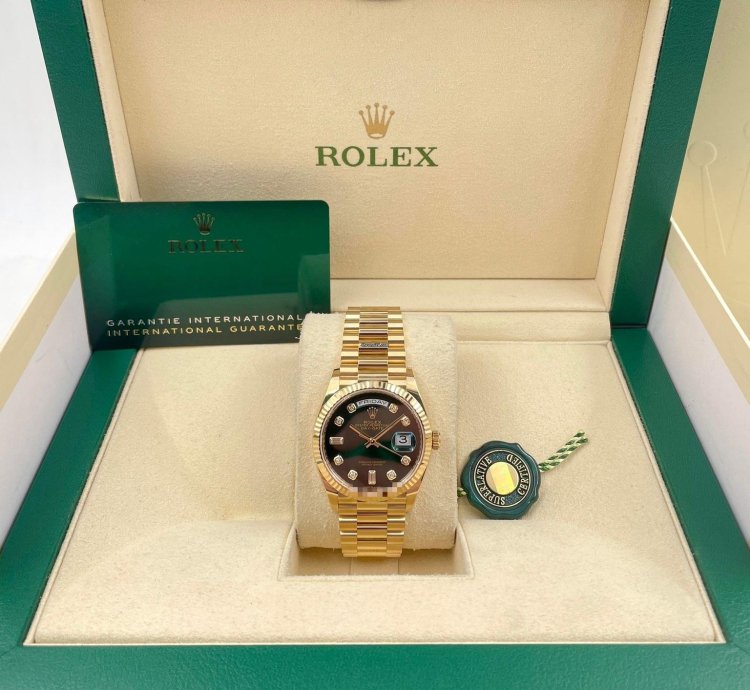 Rolex Day-date 36 128238 36mm Yellow Gold Green Ombre Diamond Dial Unworn 2023