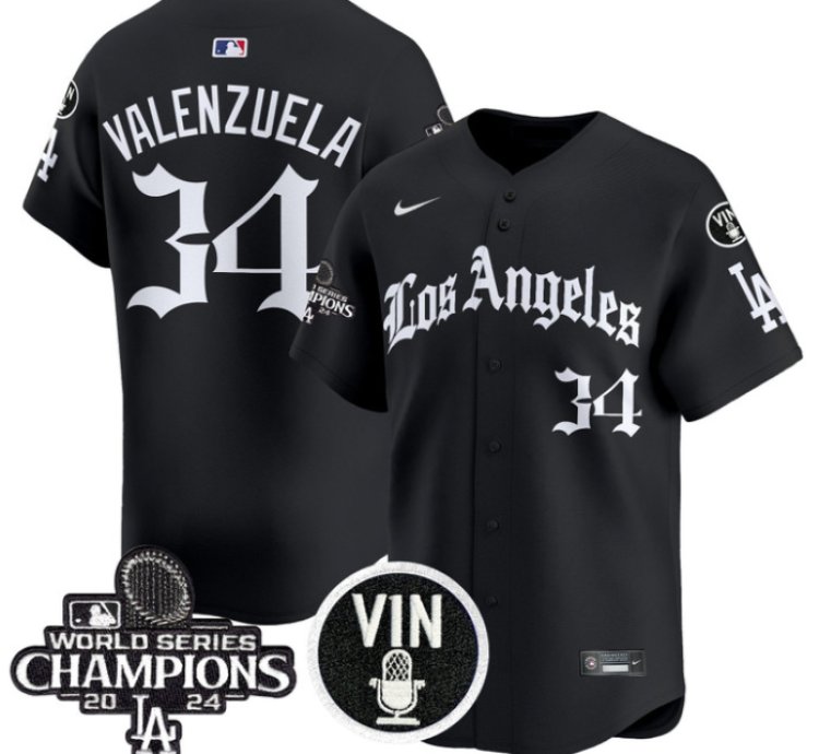 Fernando Valenzuela Jersey 34 Dodgers 2025 La Gothic Style Vapor Premier Limited Stitched Black