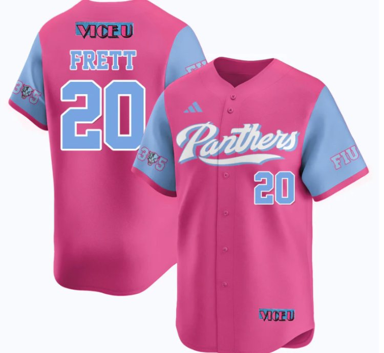 Kishon Frett Jersey 20 Fiu Baseball 2025 Vice U Stitched Pink