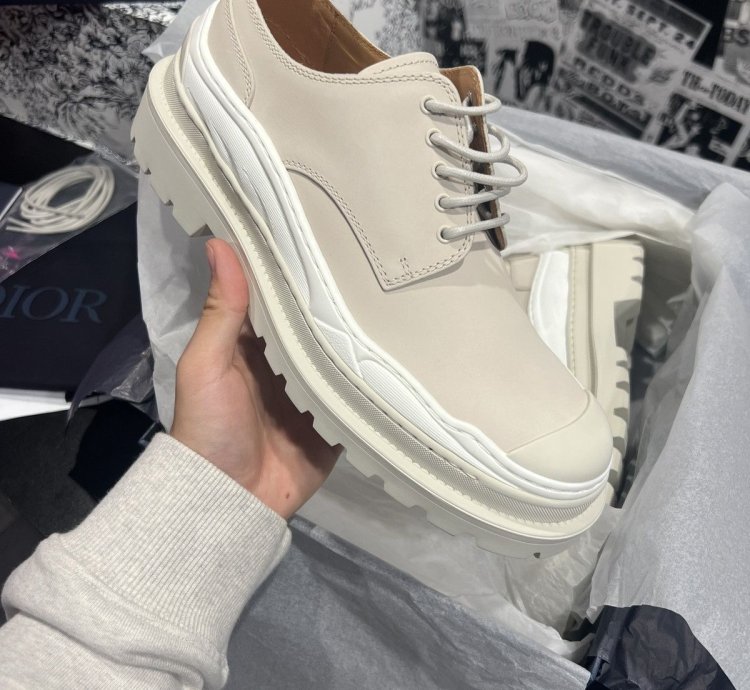 Dior Sacai Cream Derby Shoes