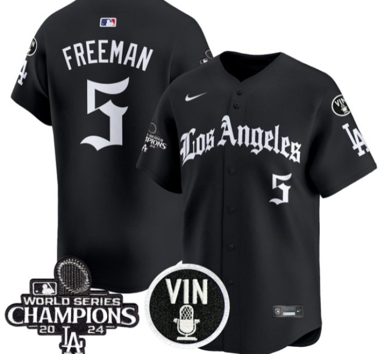 Freddie Freeman Jersey 5 Dodgers 2025 La Gothic Style Vapor Premier Limited Stitched Black
