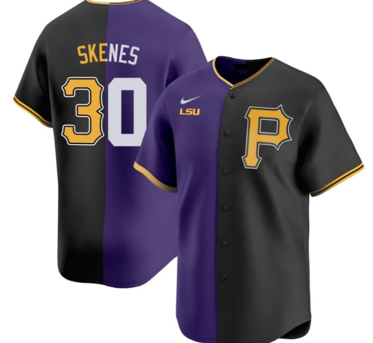 Paul Skenes Jersey 30 Lsu Pittsburgh Pirates Split All Stitched