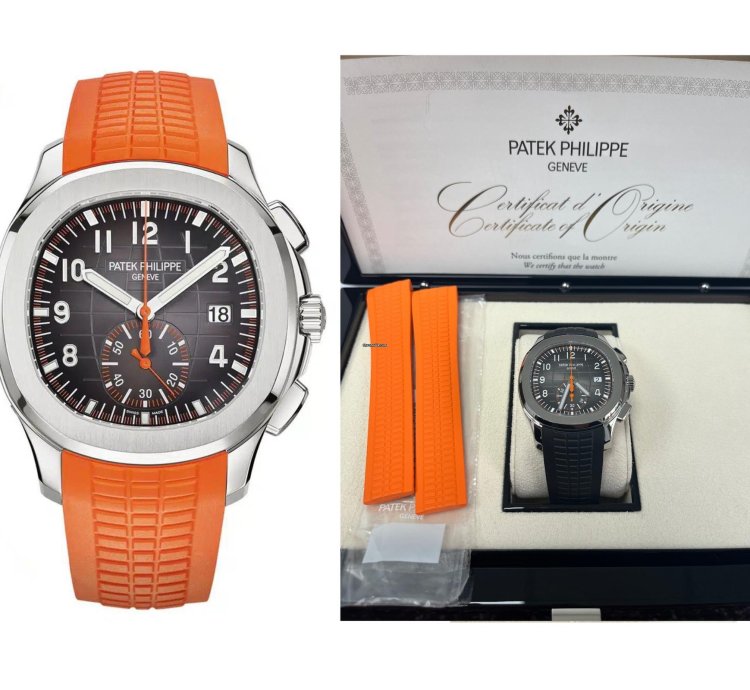 Patek Philippe Aquanaut Black Dial Automatic Men Chronograph Black Rubber Strap 5968a-001