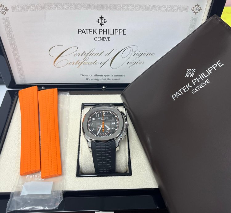 Patek Philippe Aquanaut Black Dial Automatic Men Chronograph Black Rubber Strap 5968a-001