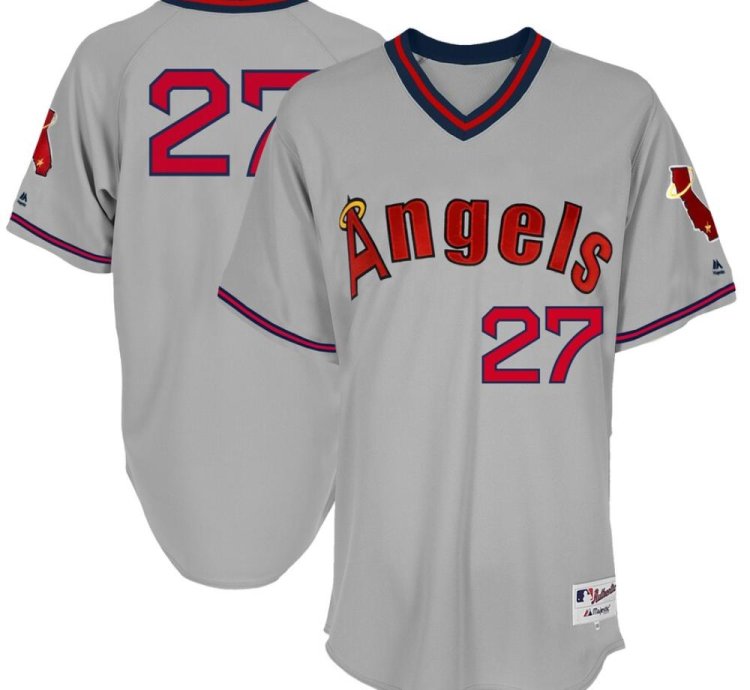 Los Angeles Angels Mike Trout Gray Throwback Pullover Jersey
