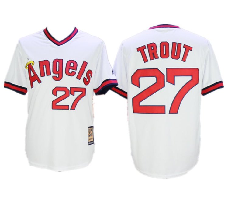 Los Angeles Angels Mike Trout White 1980 Throwback Pullover Jersey