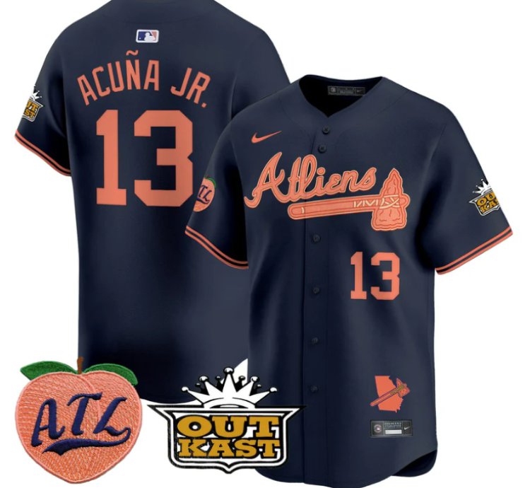 Ronald Acuna Jr Jersey 13 Atlanta Braves Atliens Peach Vapor Premier Limited Stitched