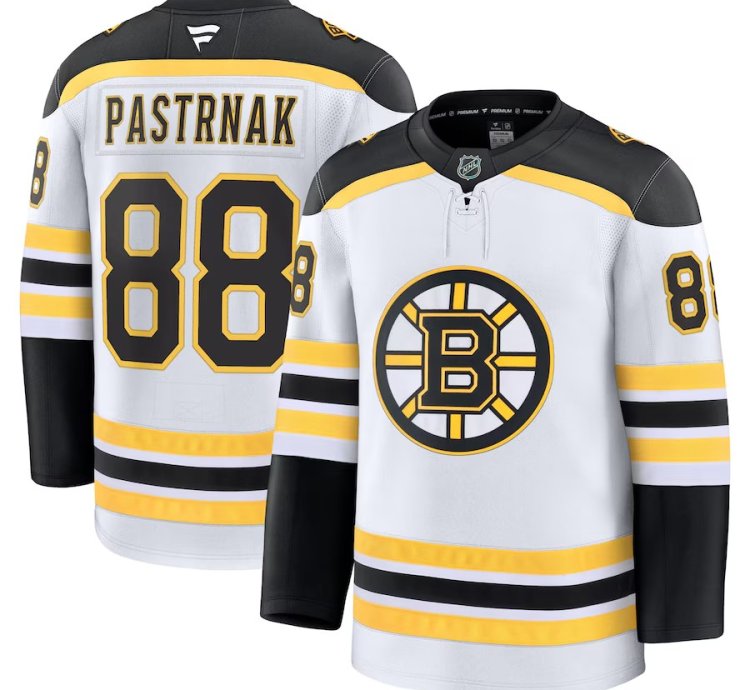 Mens Boston Bruins 88 David Pastrnak Away Premium Jersey White