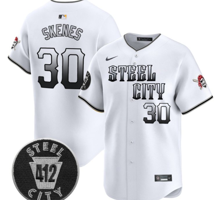 Paul Skenes Jersey 30 Pittsburgh Pirates 412 Patch Vapor Premier Limited V8 Stitched White