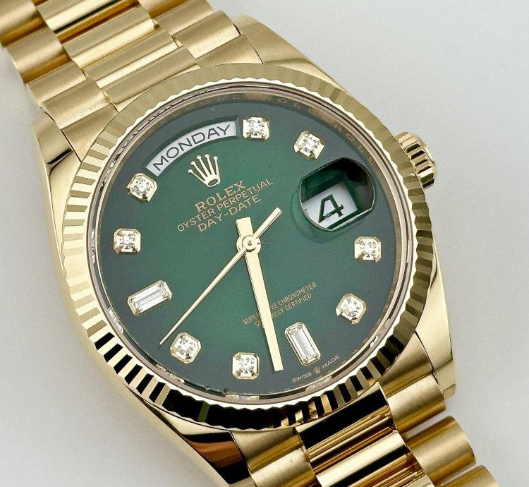 Rolex Day-date 36 128238 Yellow Gold Green Diamond Dial 2024