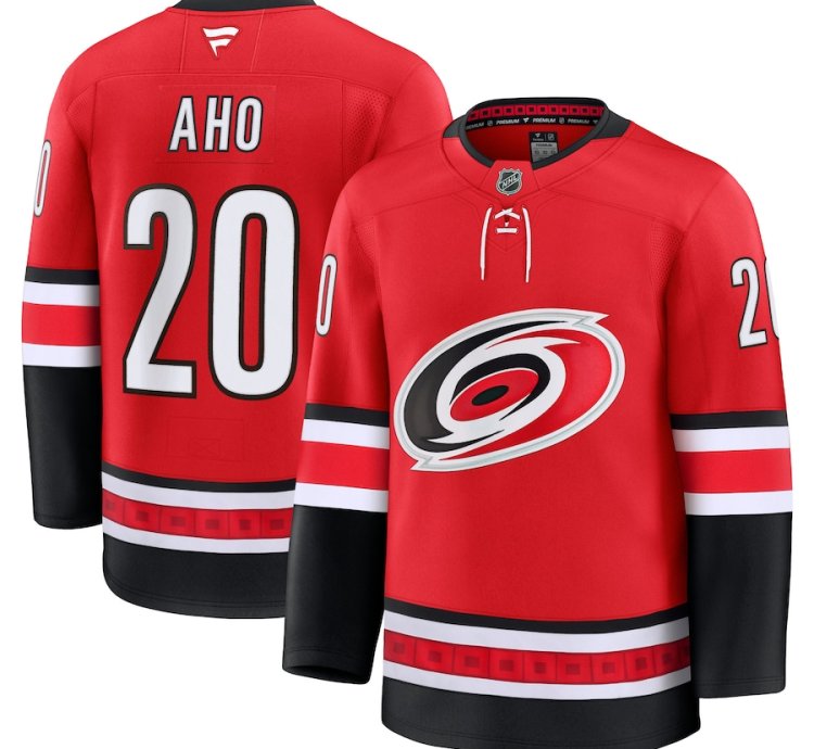 Mens Carolina Hurricanes 20 Sebastian Aho Alternate Premium Jersey Red