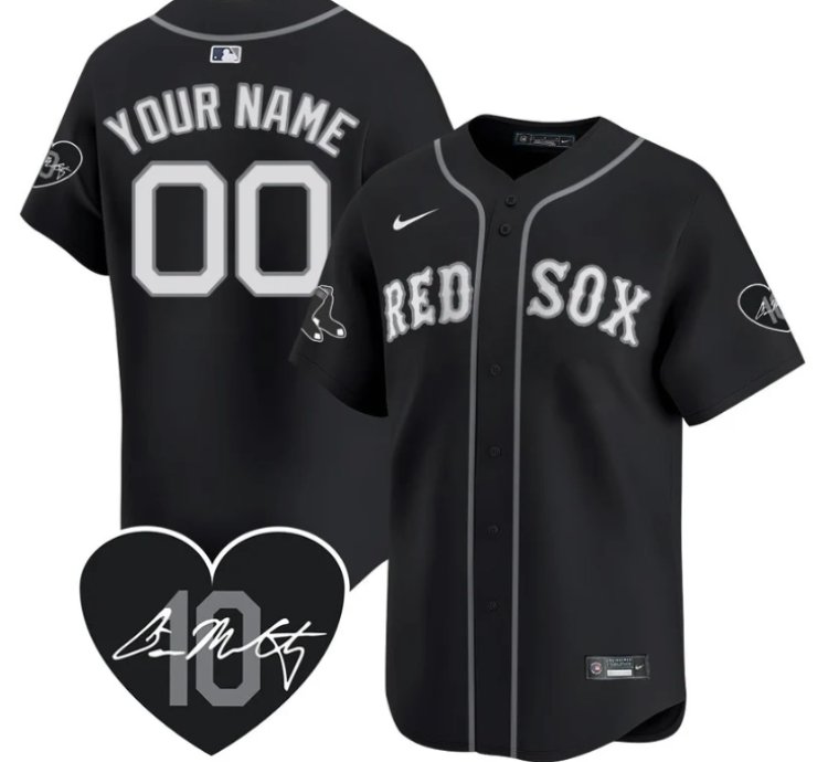 Custom Boston Red Sox Jersey Dave Mccarty Memorial Patch Stitched Black