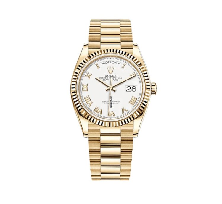 Rolex Day-date 36 128238 Yellow Gold White Dial