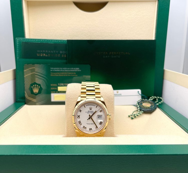 Rolex Day-date 36 128238 Yellow Gold White Dial