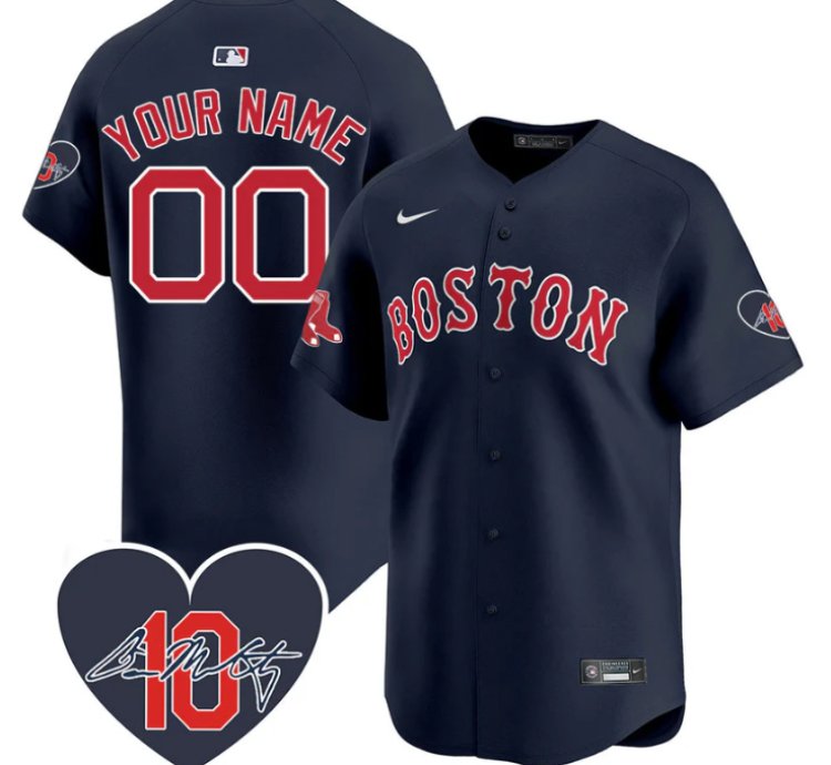 Custom Boston Red Sox Jersey Dave Mccarty Memorial Patch Stitched Navy