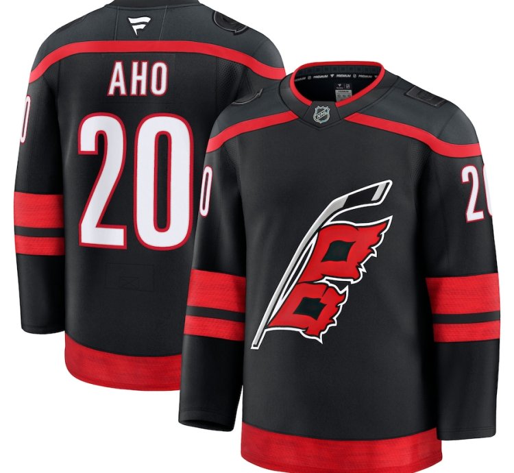 Mens Carolina Hurricanes 20 Sebastian Aho Home Premium Jersey Black