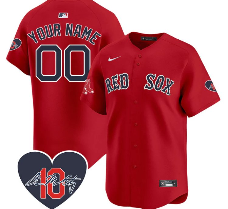 Custom Boston Red Sox Jersey Dave Mccarty Memorial Patch Stitched Red